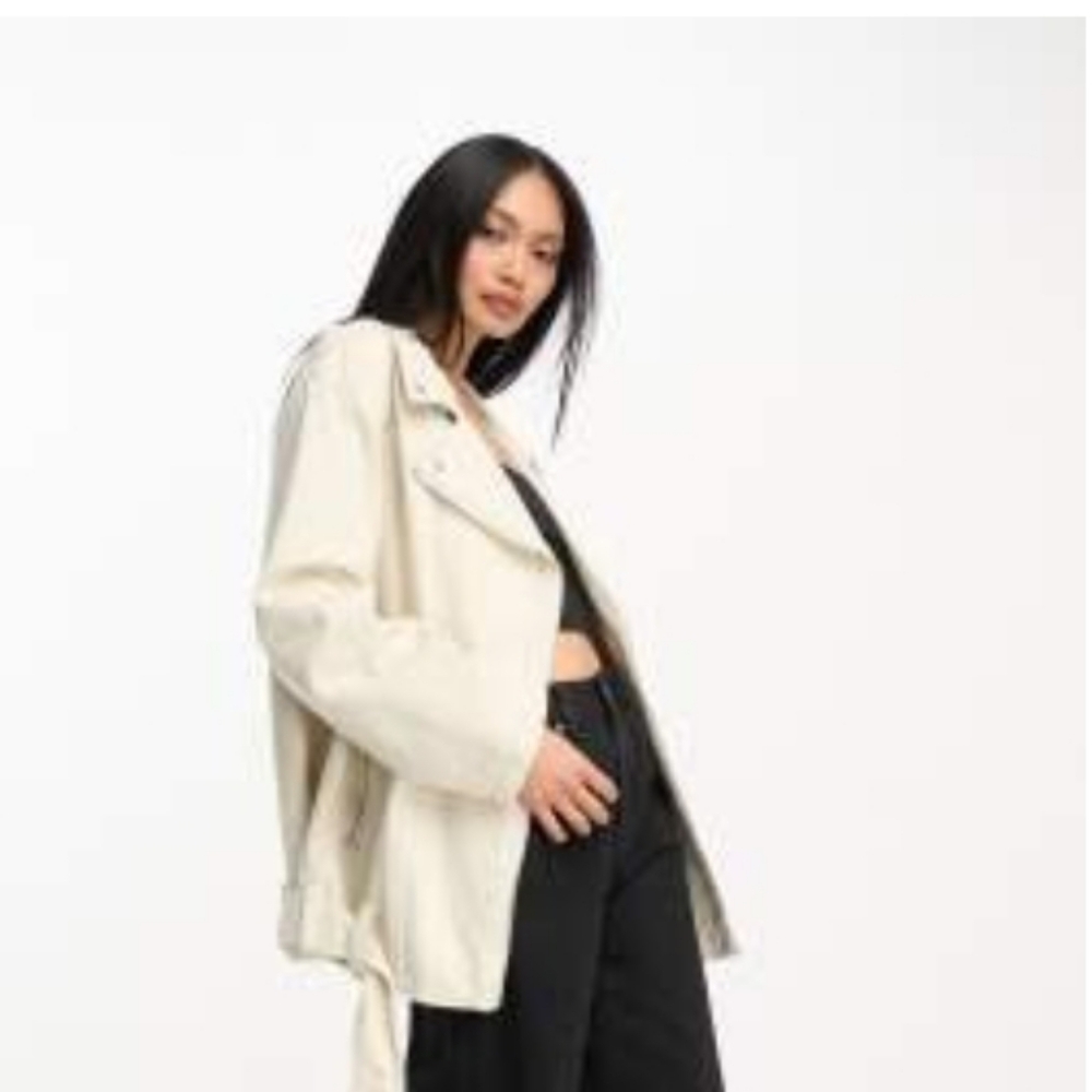 New ASOS Light Cream/Beige Biker Jacket *No Belt*